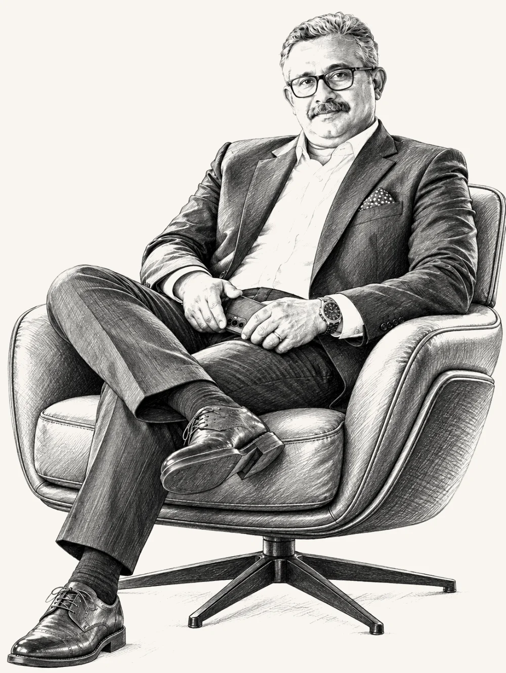 Pencil sketch of Ranjit Padmakumar